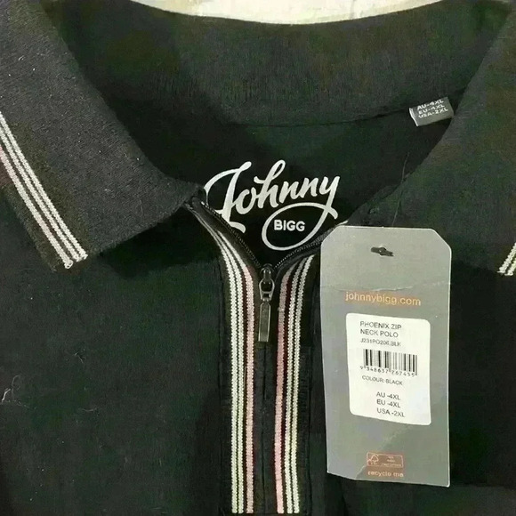 NWT Johnny Bigg 2xl Black Phoenix Neck Zip Polo - Picture 2 of 7